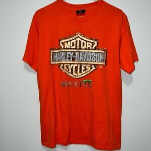 Orange Harley Davidson Cancun, Mexico Short Sleeve Tee Shirt MED